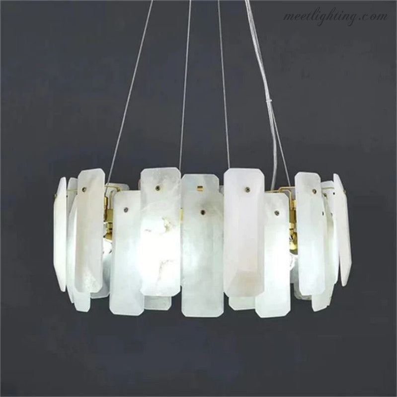 Venu Alabaster Round Chandelier-MEET LIGHTING