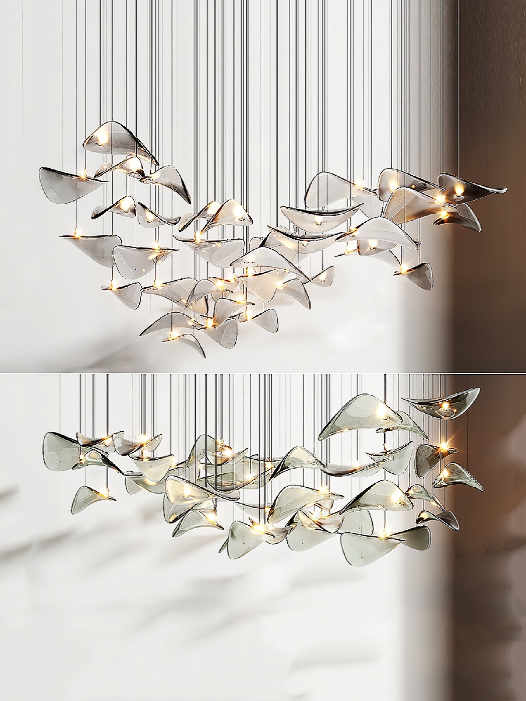 Wave Floating Leaf Chandelier-MEET LIGHTING