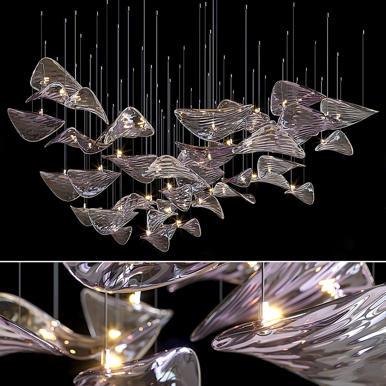 Wave Floating Leaf Chandelier-MEET LIGHTING