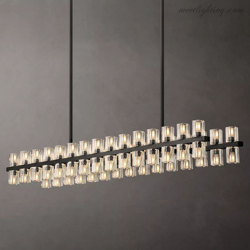Arcachon Crystal Rectangular Chandelier 54"-MEET LIGHTING