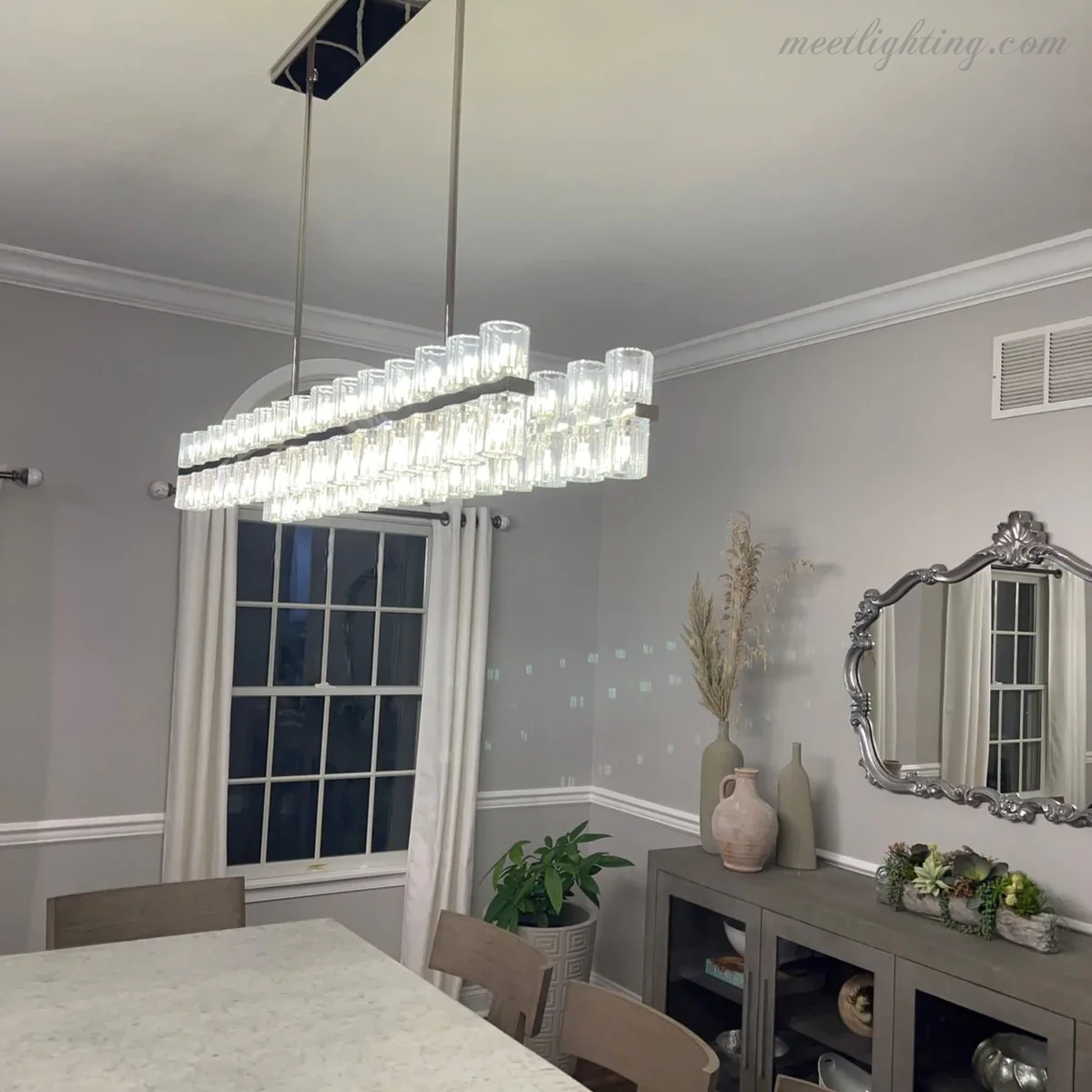 Arcachon Crystal Rectangular Chandelier 54"-MEET LIGHTING