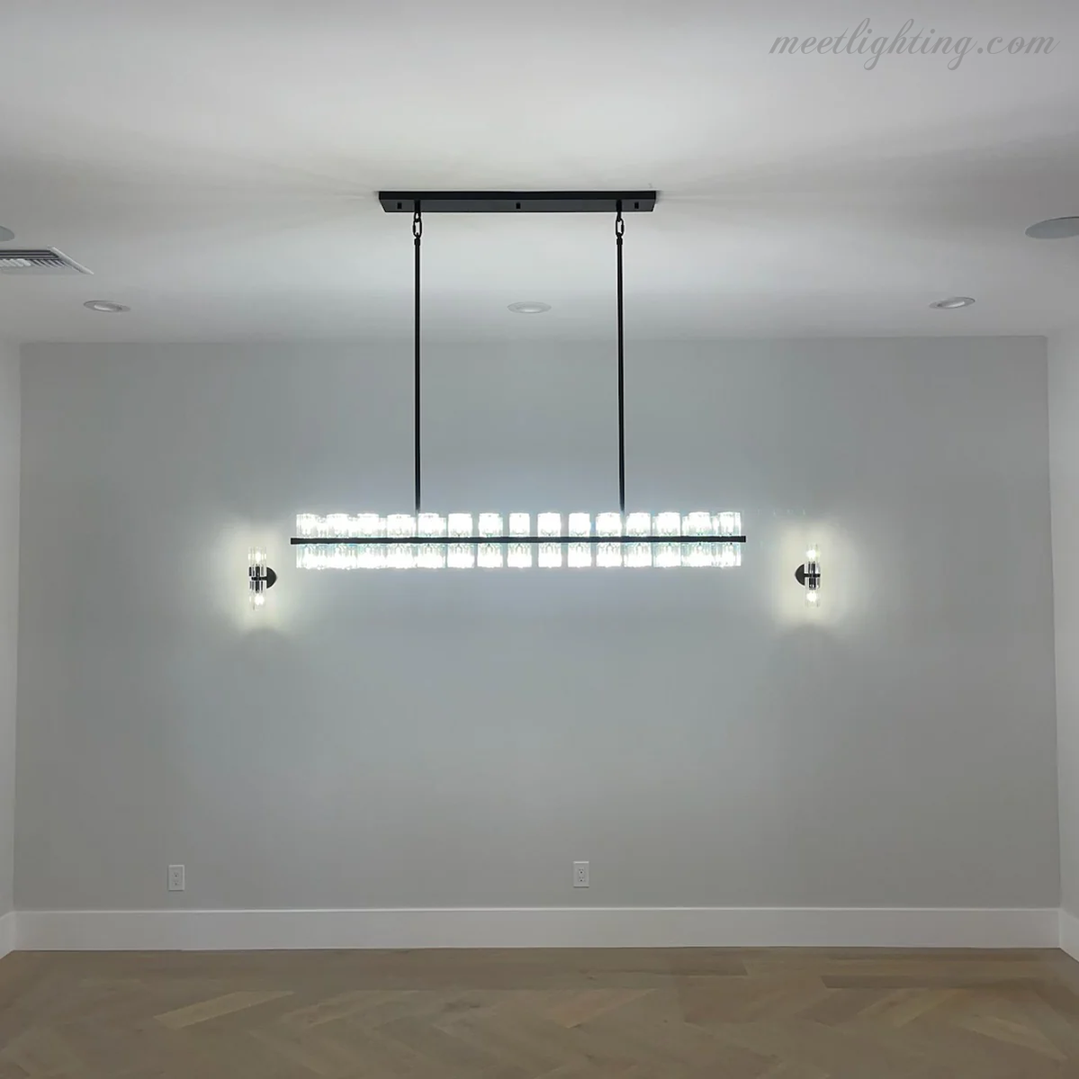 Arcachon Crystal Rectangular Chandelier 54"-MEET LIGHTING