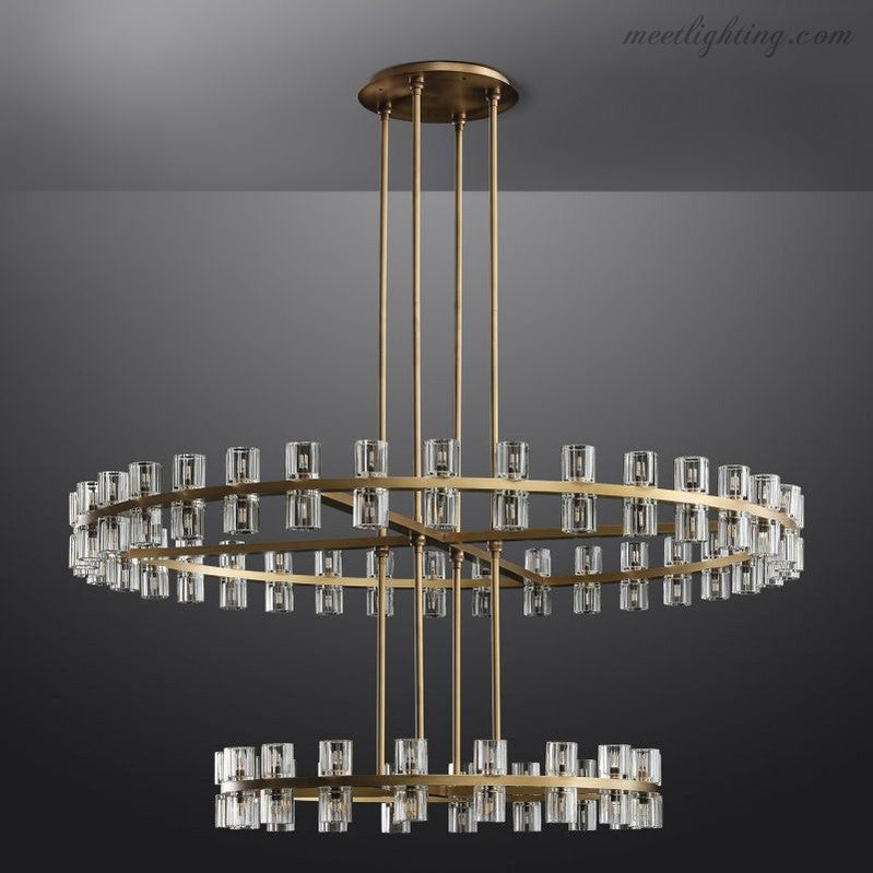 Arcachon Crystal Shade Two-Tier Round Chandelier 60"-MEET LIGHTING