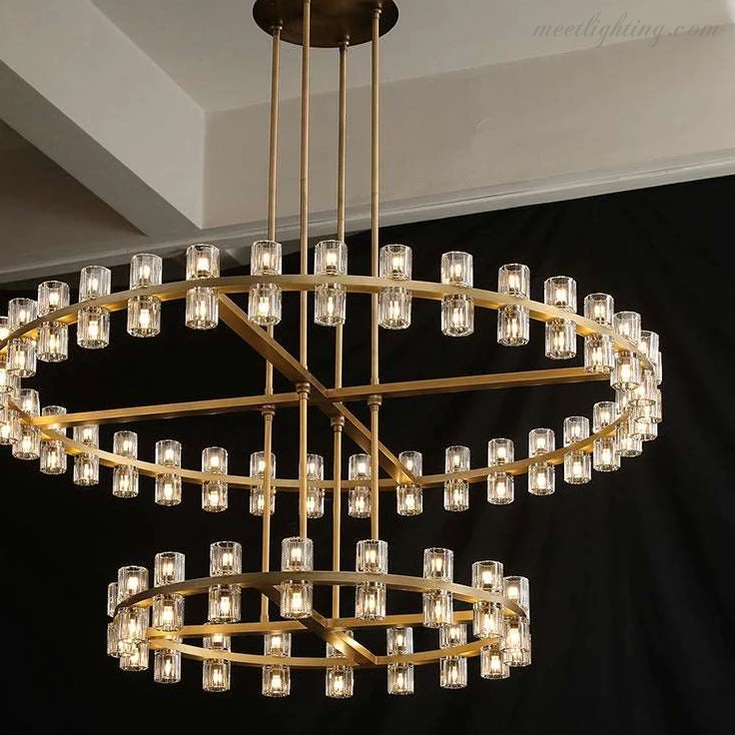 Arcachon Crystal Shade Two-Tier Round Chandelier 60"-MEET LIGHTING