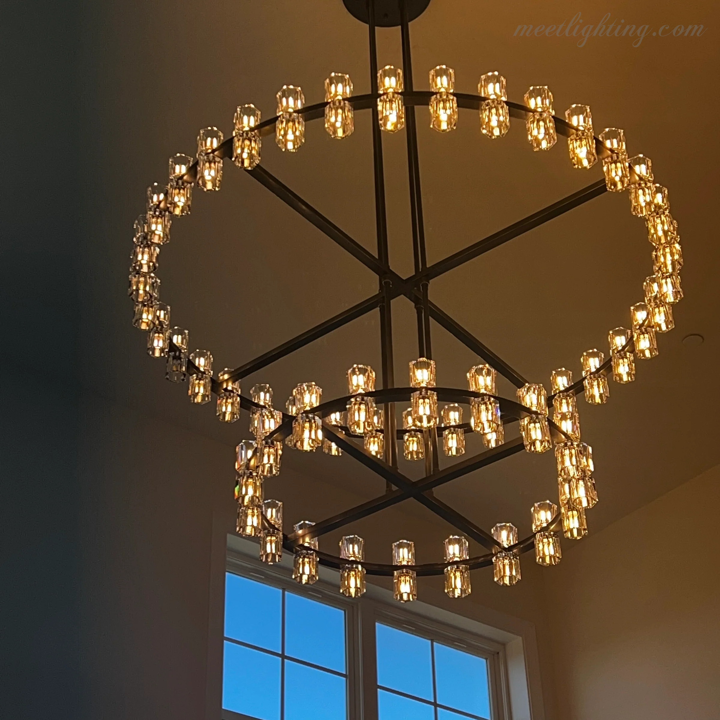 Arcachon Crystal Shade Two-Tier Round Chandelier 60"-MEET LIGHTING