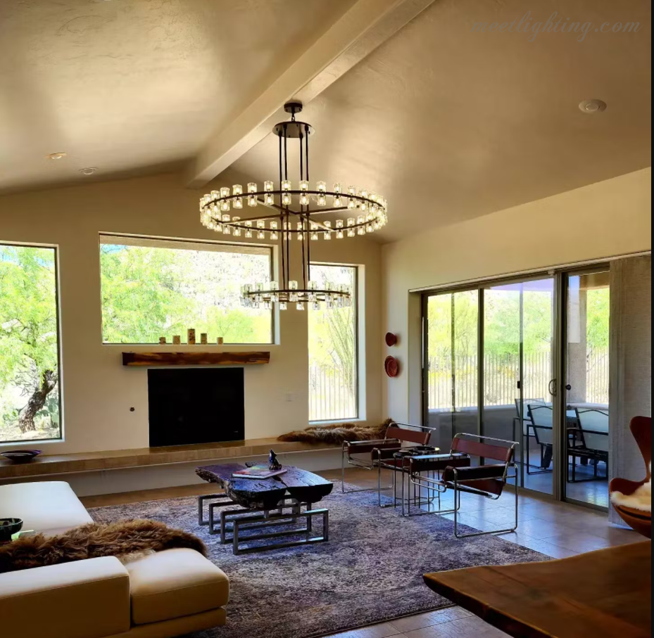 Arcachon Crystal Shade Two-Tier Round Chandelier 60"-MEET LIGHTING