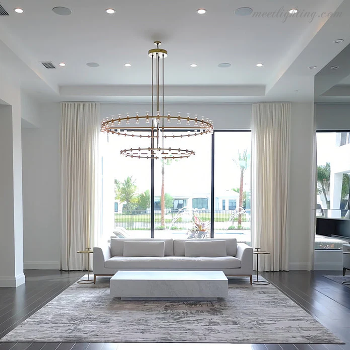 Arcachon Crystal Shade Two-Tier Round Chandelier 60"-MEET LIGHTING