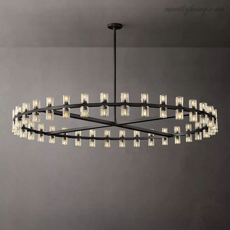 Arcachon Crystal Shades Round Chandelier 60"-MEET LIGHTING