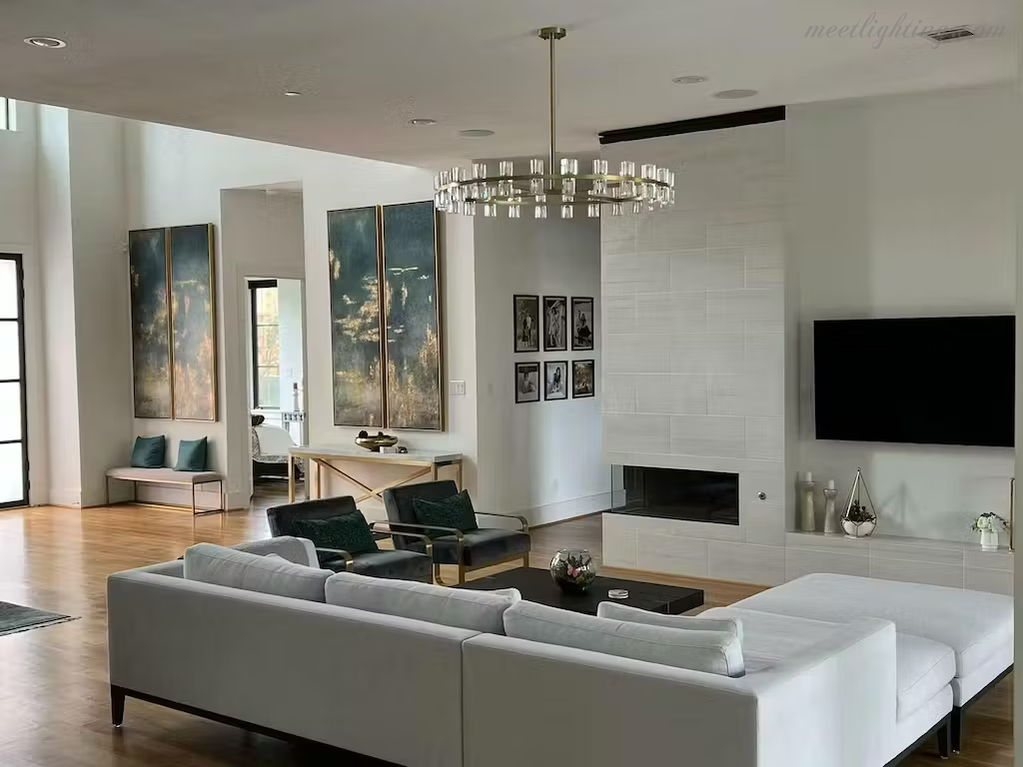 Arcachon Crystal Shades Round Chandelier 60"-MEET LIGHTING