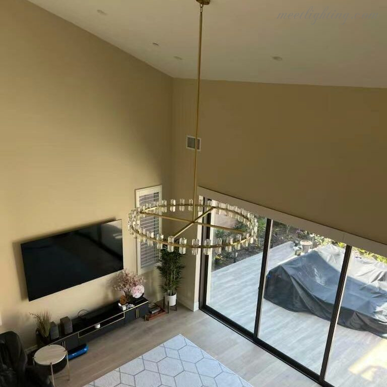 Arcachon Crystal Shades Round Chandelier 60"-MEET LIGHTING