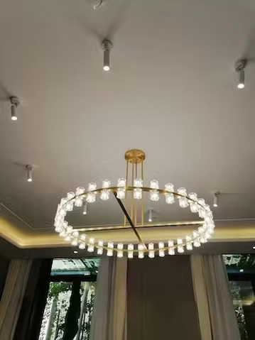 Arcachon Crystal Shades Round Chandelier 60"-MEET LIGHTING