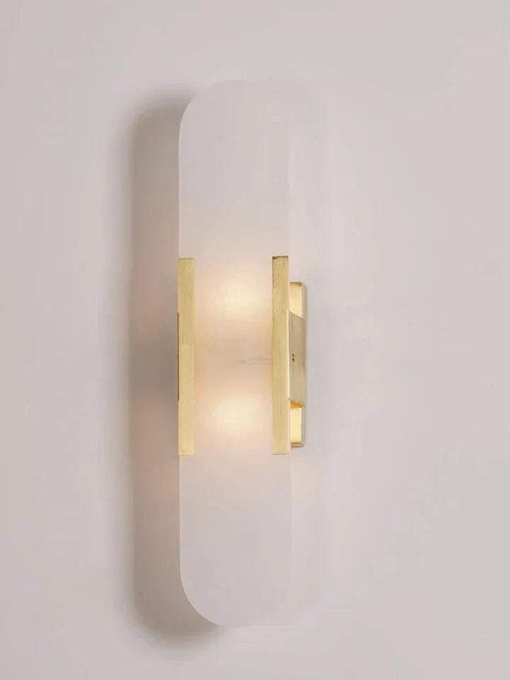 Modern Melange Elongated Alabaster Linear Wall Sconce