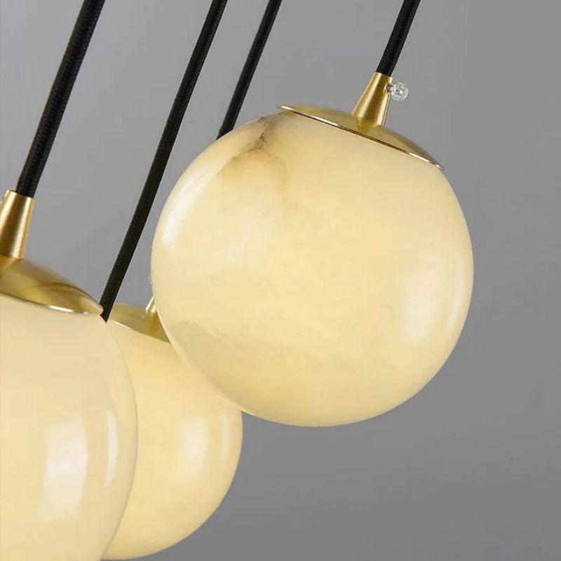 Alabaster Global Pendant Chandelier For Staircase, Spiral Global Pendant - 16 Lights - 19.7" DBlushlighting