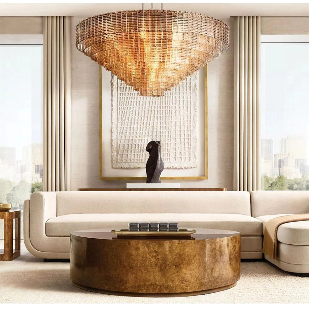 Siren ROUND GLASS CLEAR CHANDELIER 41" 36''