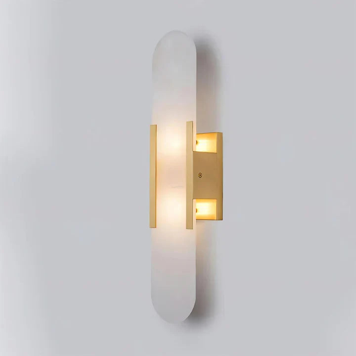 Modern Melange Elongated Alabaster Linear Wall Sconce