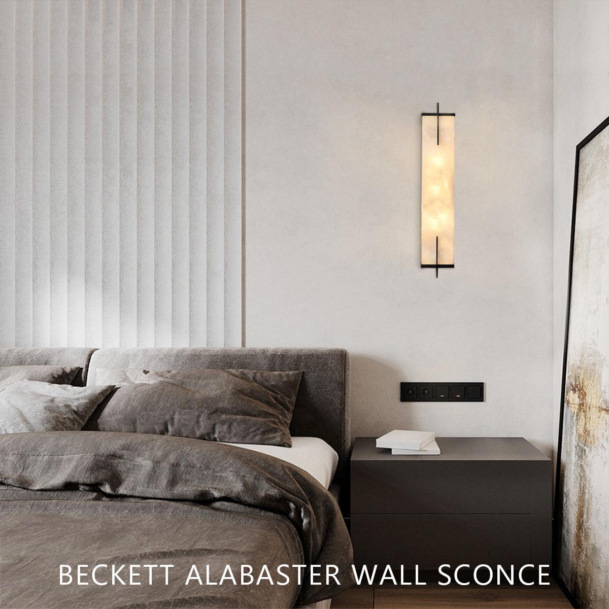 Beckett Alabaster Wall Sconce - ∅ 4.7″ x H 31.5″ / Dia 12cm x H 80cmBrassBlushlighting