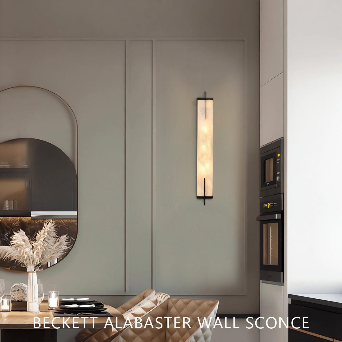 Beckett Alabaster Wall Sconce - ∅ 4.7″ x H 31.5″ / Dia 12cm x H 80cmBronzeBlushlighting