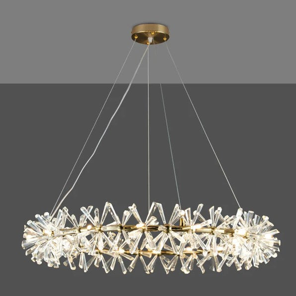 2 Wheel Frozen Ice Crystal Chandelier Light For Living Room Dining Hall-MEET LIGHTING