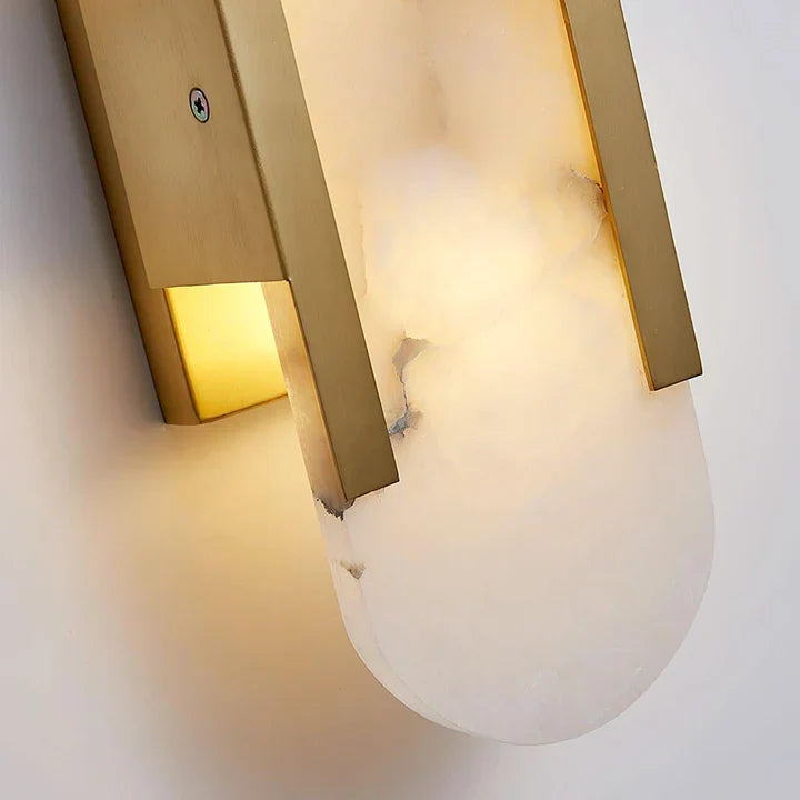 Modern Melange Elongated Alabaster Linear Wall Sconce