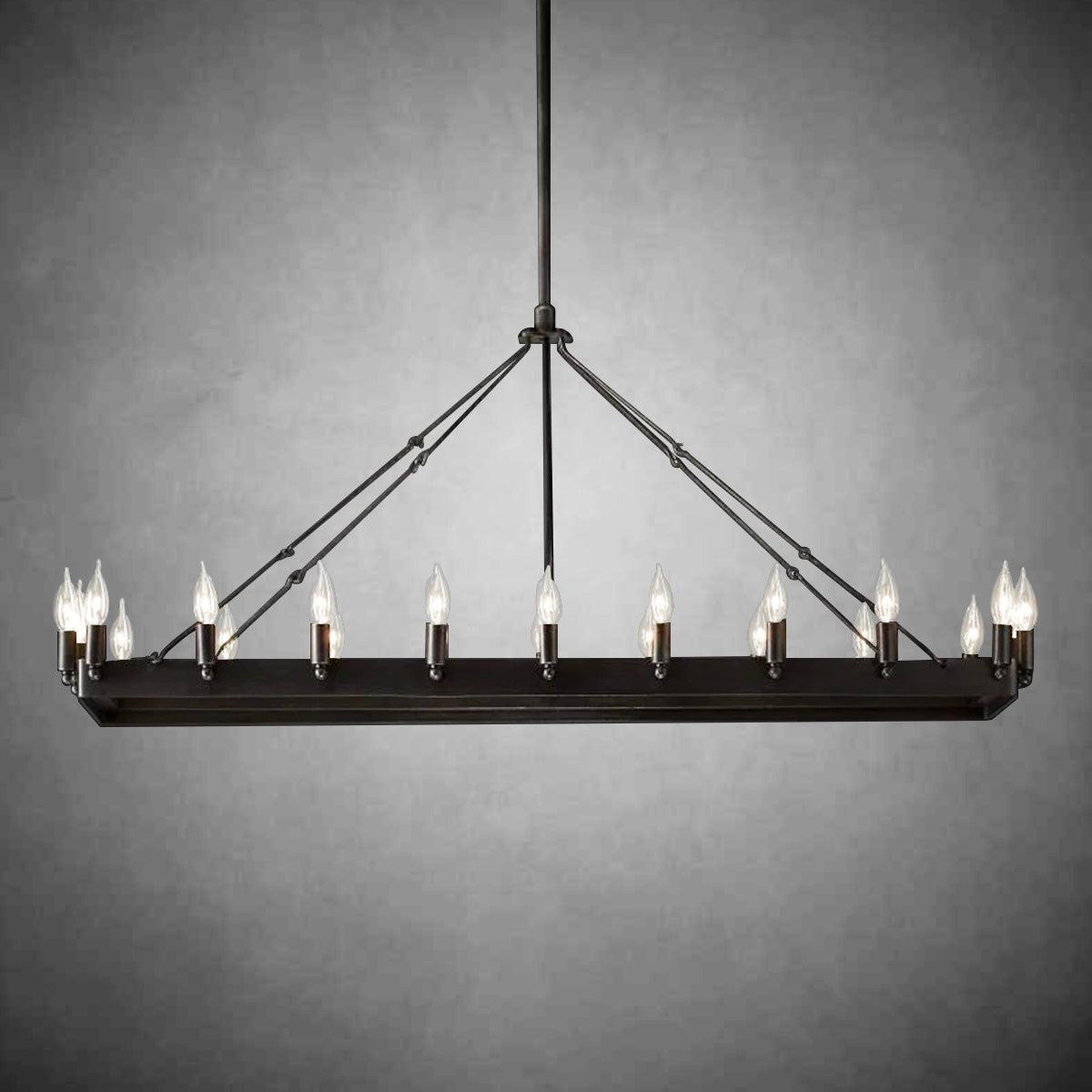 Camine Vintage Candelabra Rectangular Chandelier 41''52''