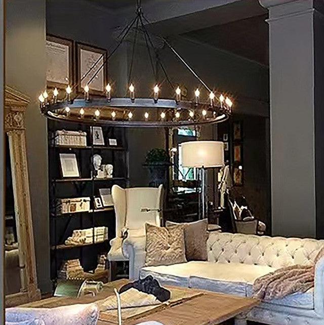 Camine Vintage Candelabra Round Chandelier 73"