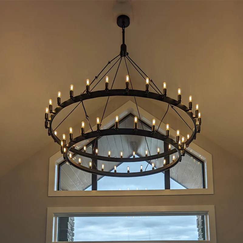 Camine Vintage Filament 2-Tier Round Chandelier 63''