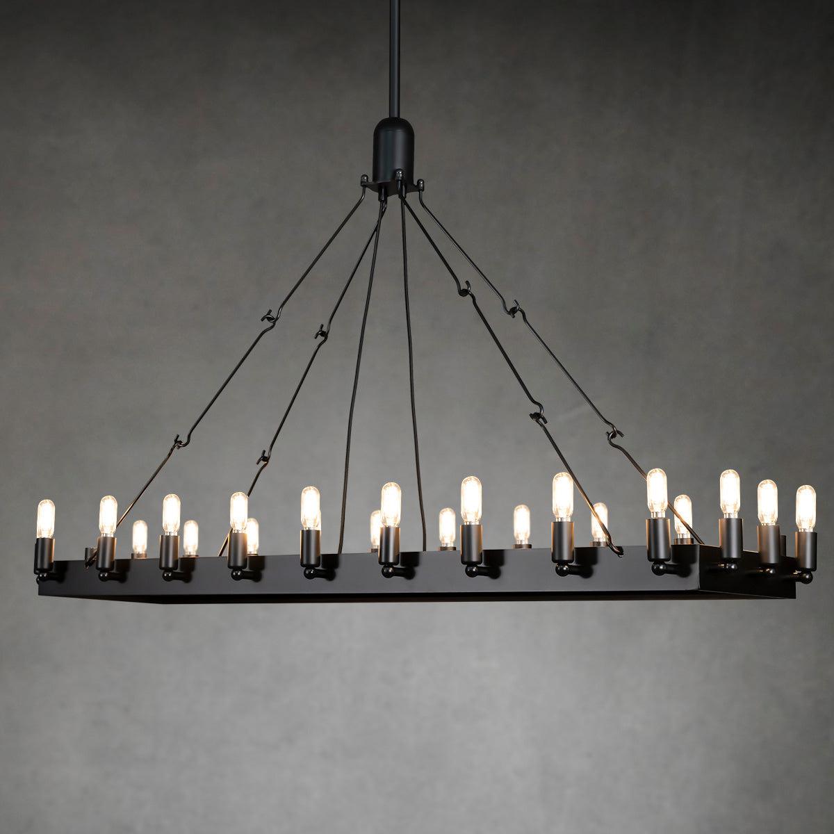 Camine Vintage Filament Rectangle Chandelier 41''52''