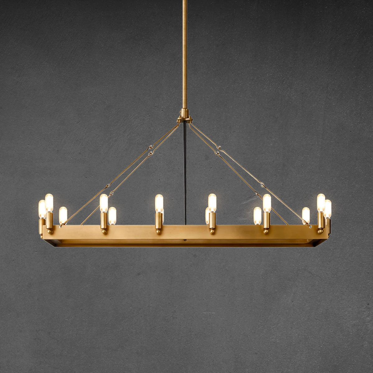 Camine Vintage Filament Rectangle Chandelier 41''52''
