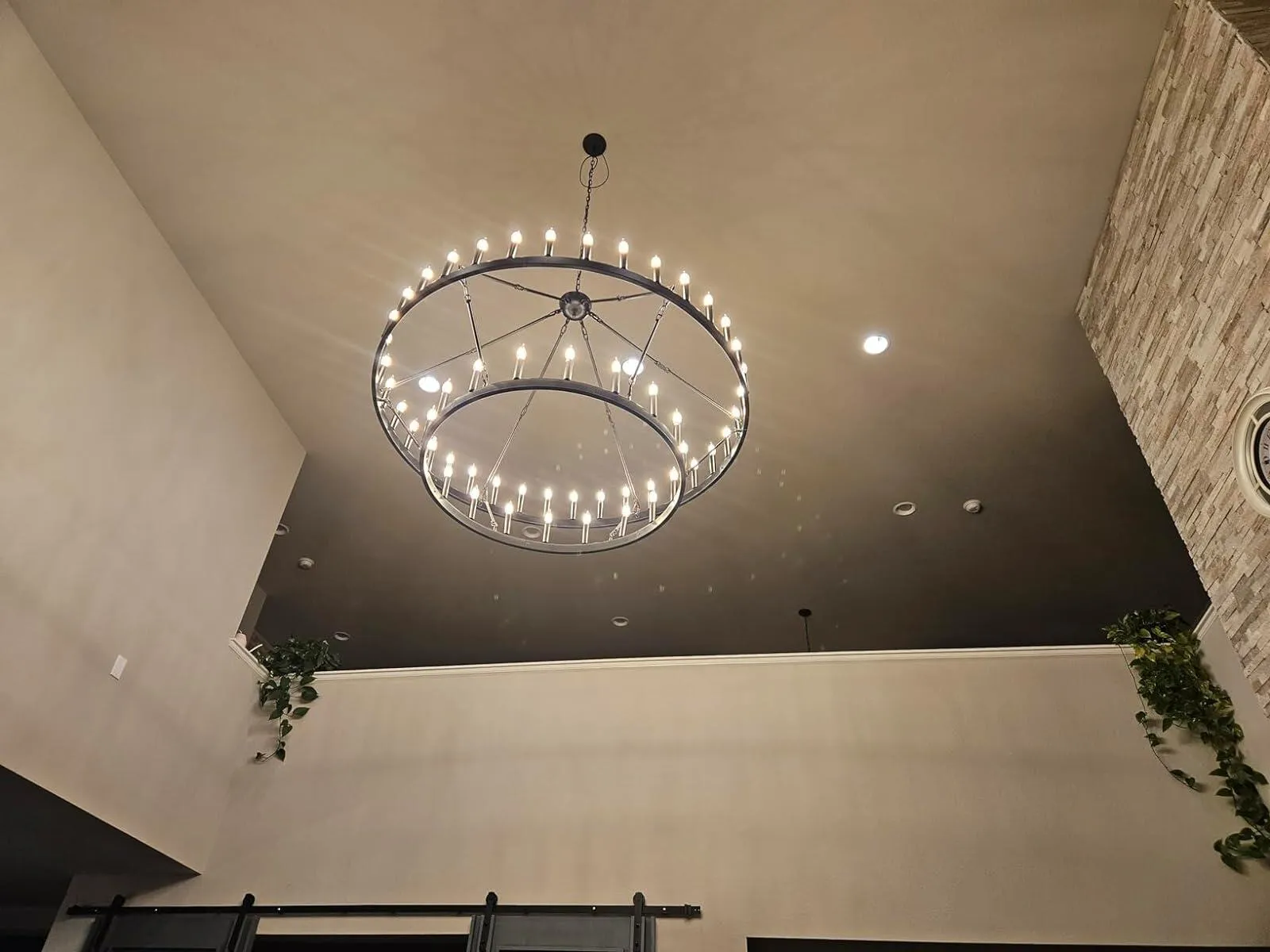 Camine Vintage Filament Two-Tier Round Chandelier 71"