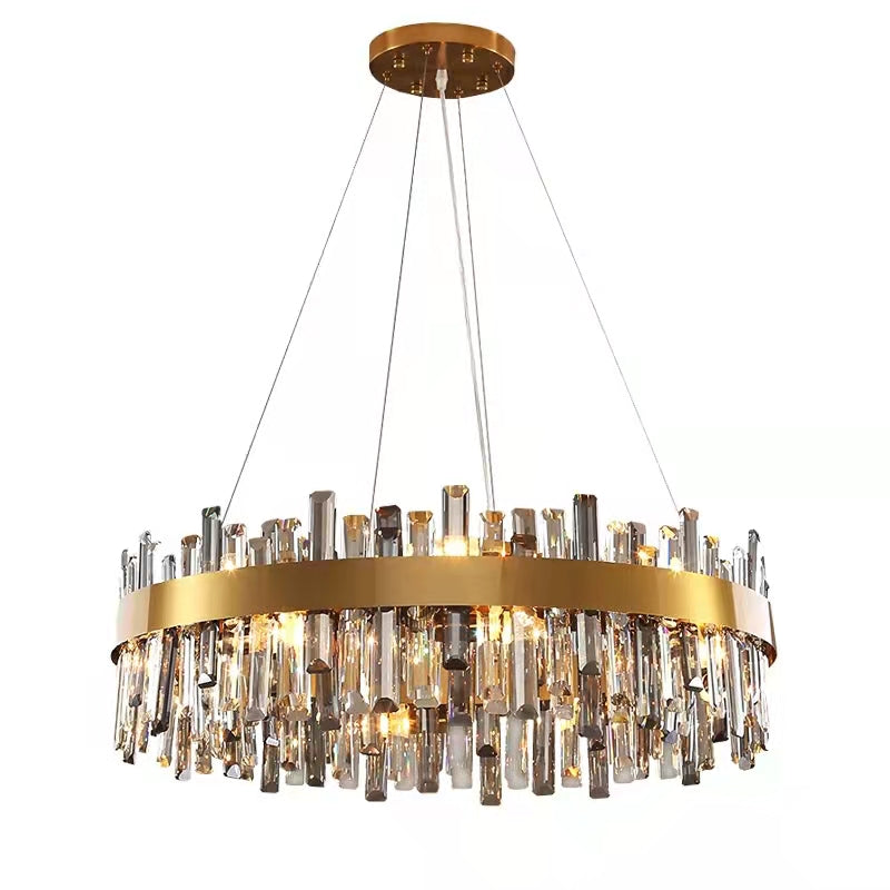 Round Ring Crystal Chandelier Luxury Modern Ceiling Fixtures Light For Living And Dining Room-MEET LIGHTING