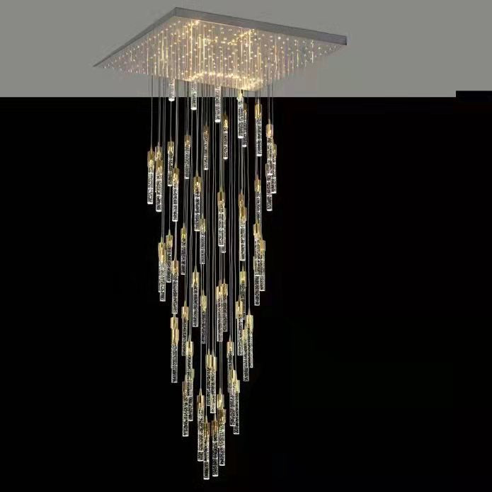 Modern Stair Light Foyer Staircase Hall Ceiling Lamps Spiral Stair Chandelier Crystal Droplight Luxury Hall Decoration Lights-MEET LIGHTING