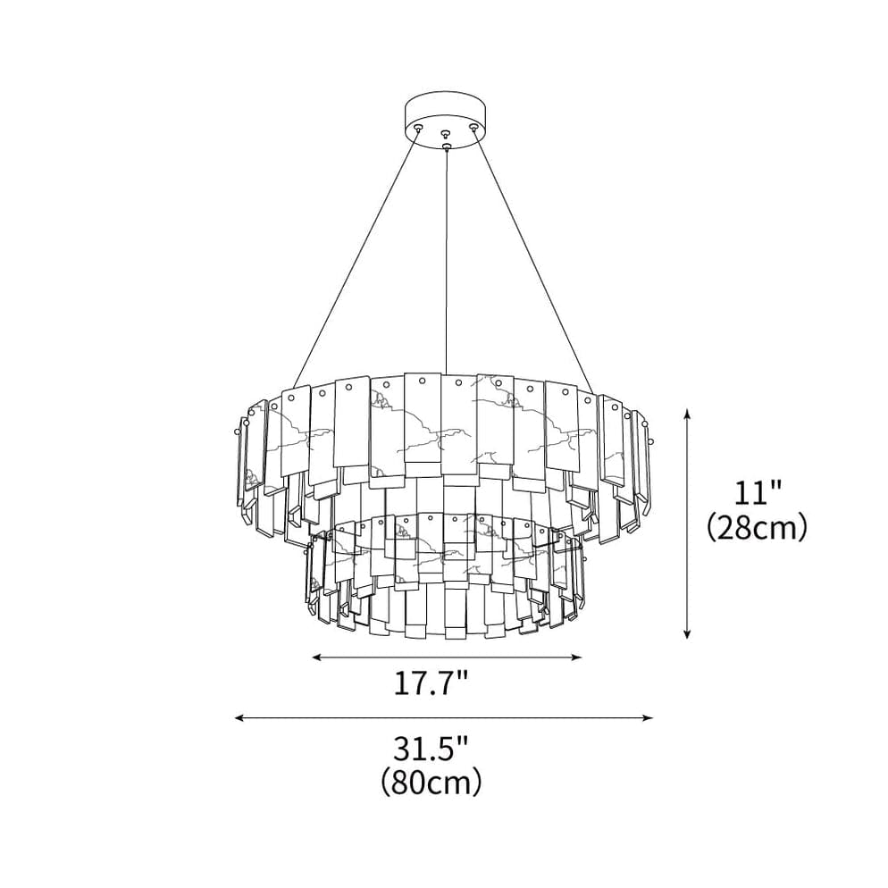 Double Layer Round Alabaster Chandelier For Living Room Dining Room