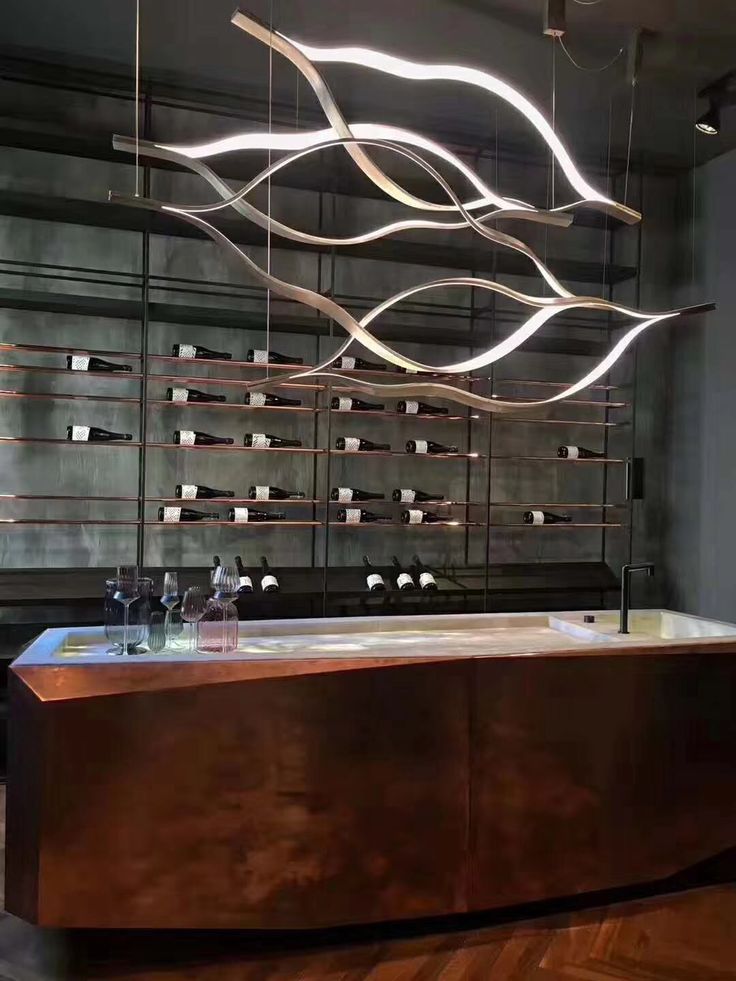 Modern Simple Brass Waving Chandelier for Living/Dining Room/Kitchen Island-MEET LIGHTING