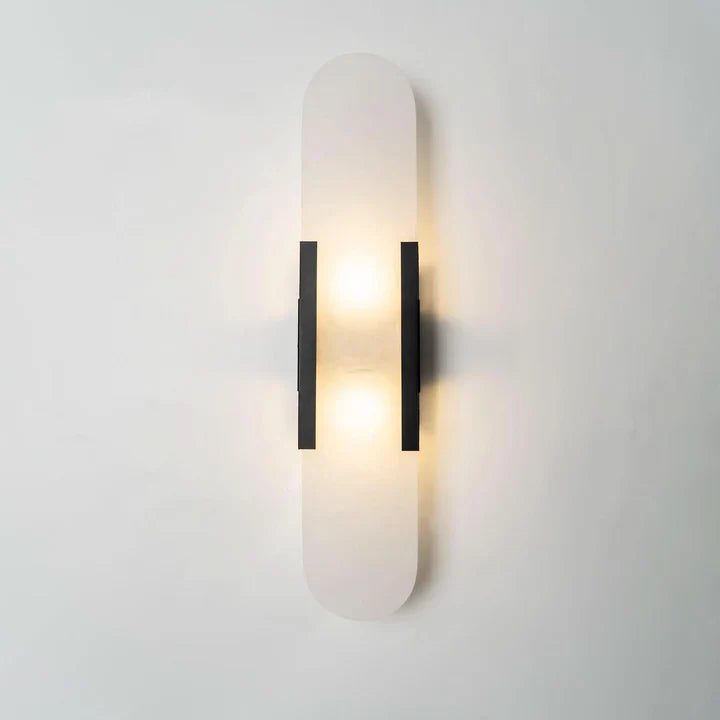 Modern Melange Elongated Alabaster Linear Wall Sconce