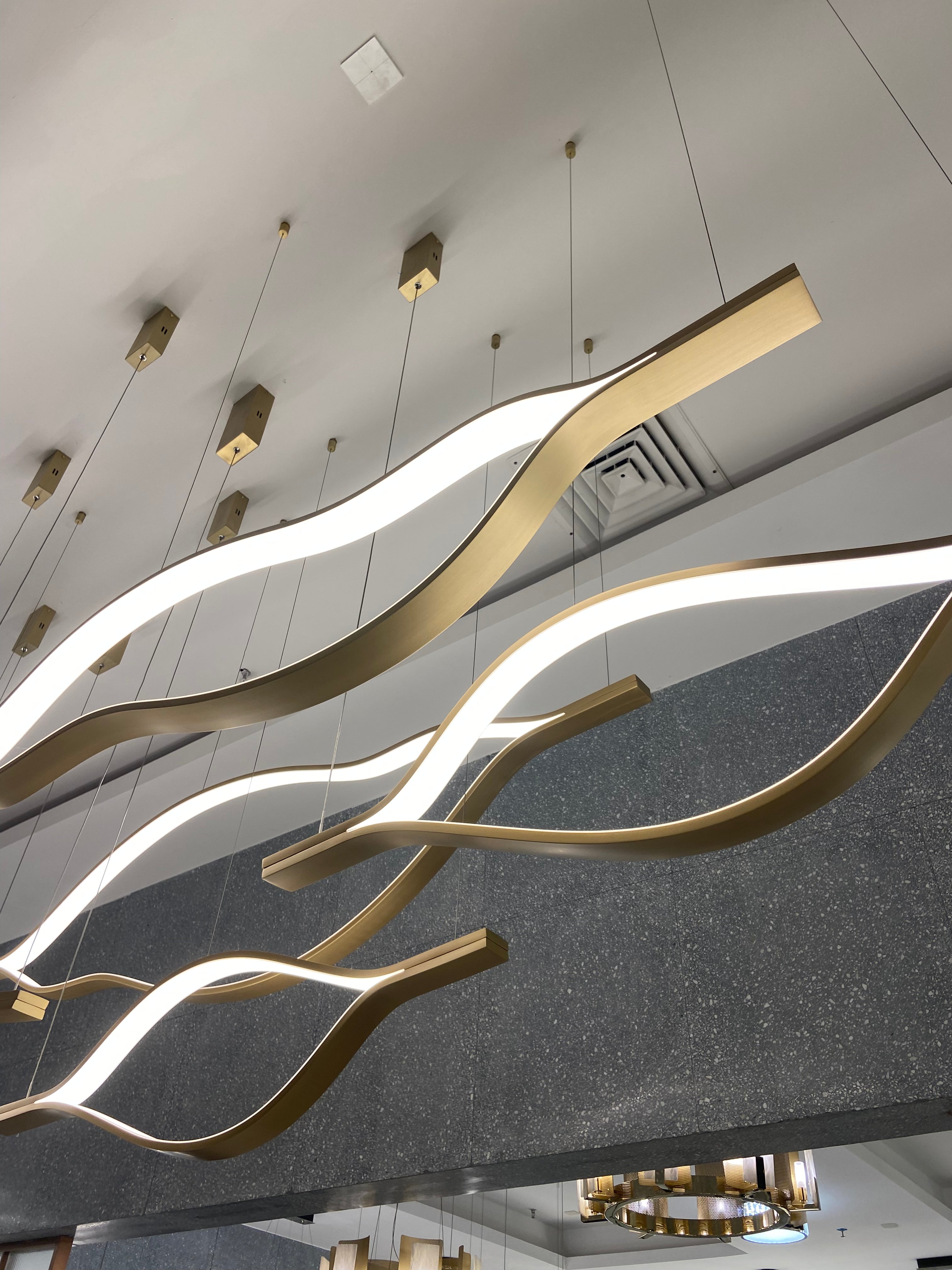 Modern Simple Brass Waving Chandelier for Living/Dining Room/Kitchen Island-MEET LIGHTING