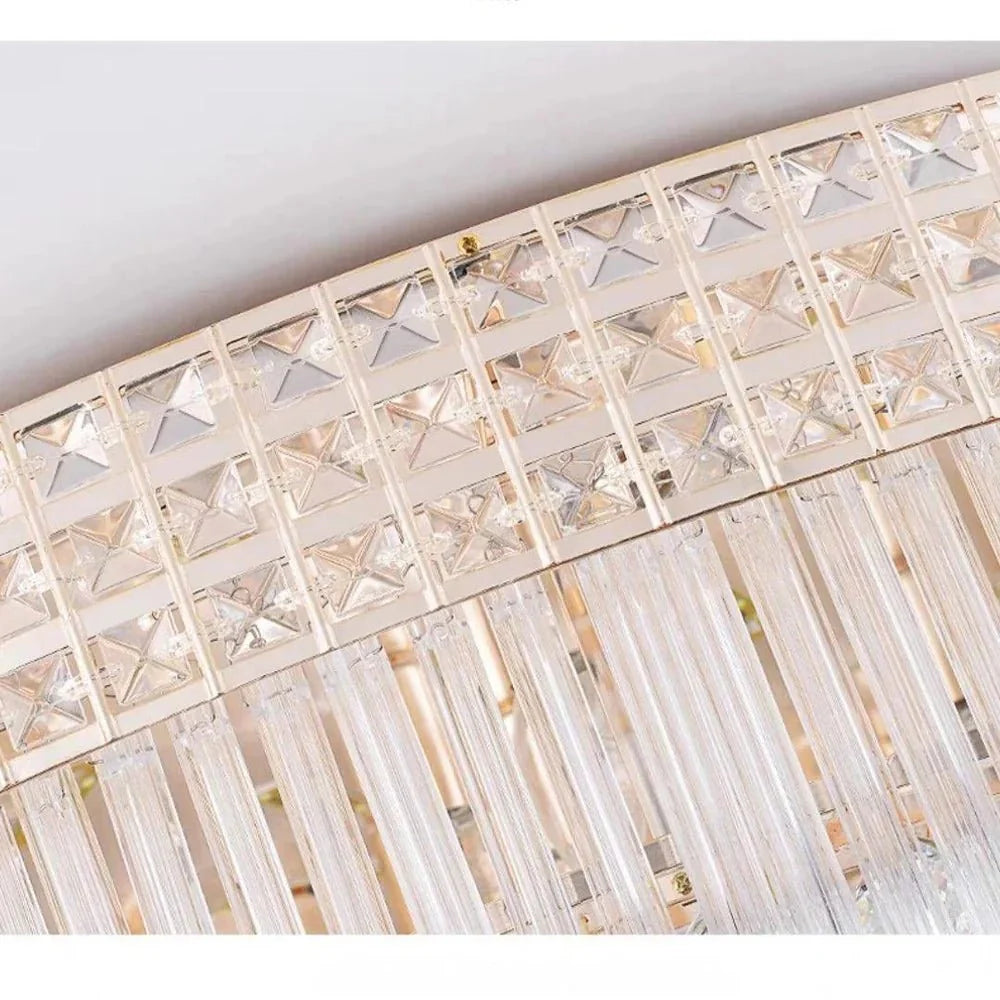 Extra Large Three Layers Round Luxury Flush Mounted Crystal Chandelier for Living Room - D31.5"*H14.2"Warm LightBlushlighting