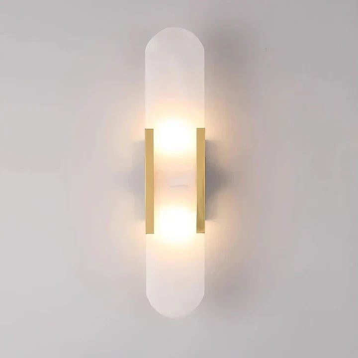 Modern Melange Elongated Alabaster Linear Wall Sconce
