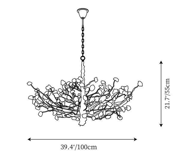 Gemstone Branch Chandelier with Artistic Design for Bedroom or Living Room - 8 Lights/D23.6"*H21.65"Warm Light Meetlighting
