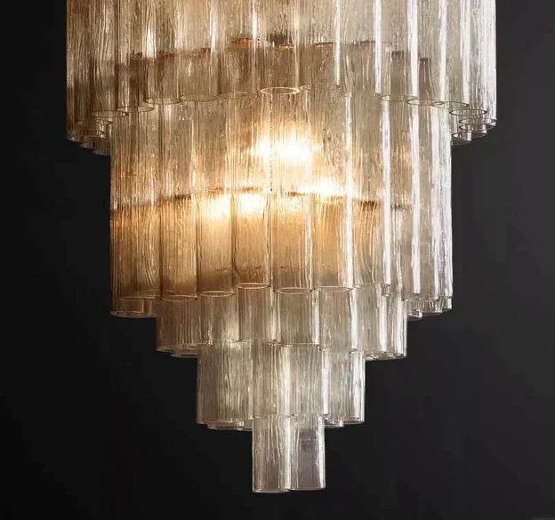 Luxury Italian Style Tubular Glass Chandelier With Chrome Finish-MEET LIGHTING