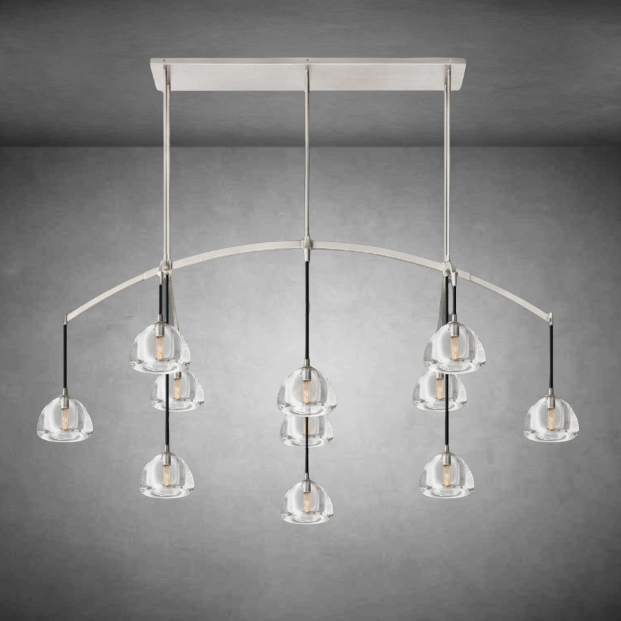 Hemispher Modern Glass Linear Chandelier 54'' 72''