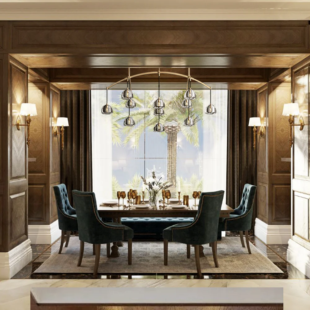 Hemispher Modern Glass Linear Chandelier 54'' 72''