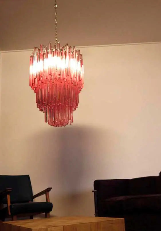 Murano Chandelier – 184 prisms – Pink by Meetlighting