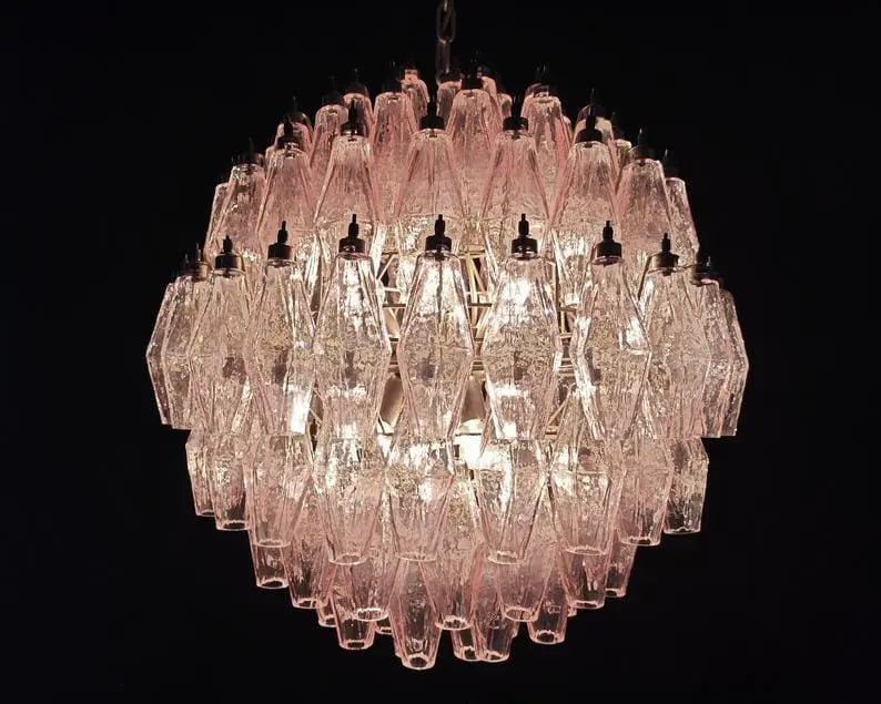 Murano Chandelier – Poliedri -140 glass – Pink by Meetlighting