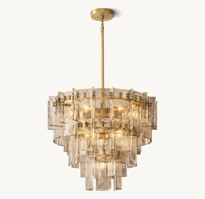 LOTTICE SMOKE GLASS TIERED CHANDELIER 36"