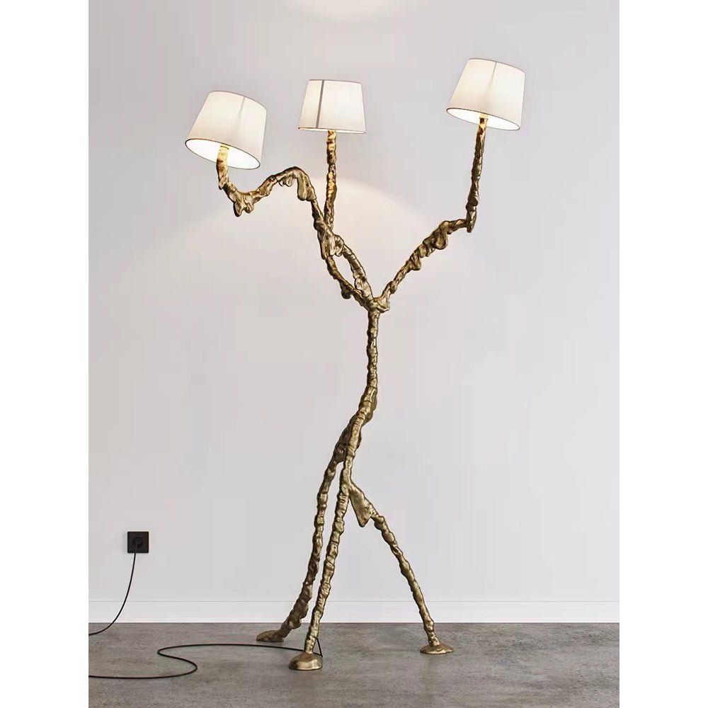 Ines Brass Three-Light Floor Lamp - Ø 31.5″ × H 78.7″Brass / WhiteUS Plug Meet Lighting