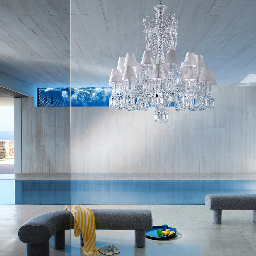 Light Luxury Classic Short Version Tiered Candle Light Crystal Chandelier for High-ceiling Rooms/Living Room-MEET LIGHTING