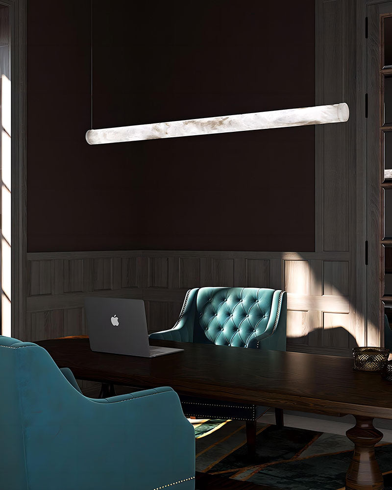 LED Linear Creative white Alabaster large copper Chandelier with straight/curved shape