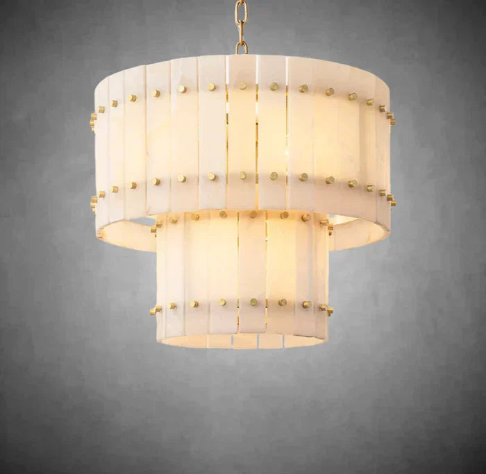 Marisol Alabaster Round Tiered Chandelier