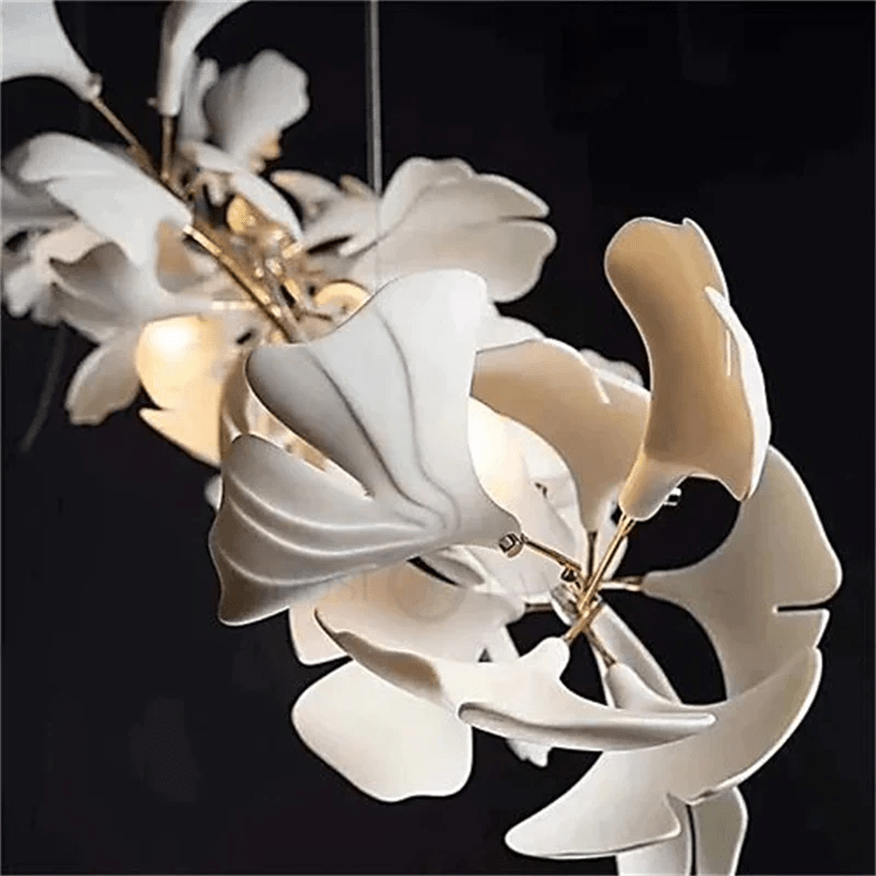 Modern Porcelain Ginkgo Branch Chandelier - 98.5"LBlushlighting