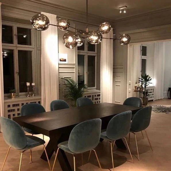Modern Sputnik Smoky Gray/Amber Glass Branch Chandelier for Kitchen Island/Dining Room - 8 Globes/W89.76"*D33.07"*H22.8"Brass Finish/Clear GlassWarm meetlighting